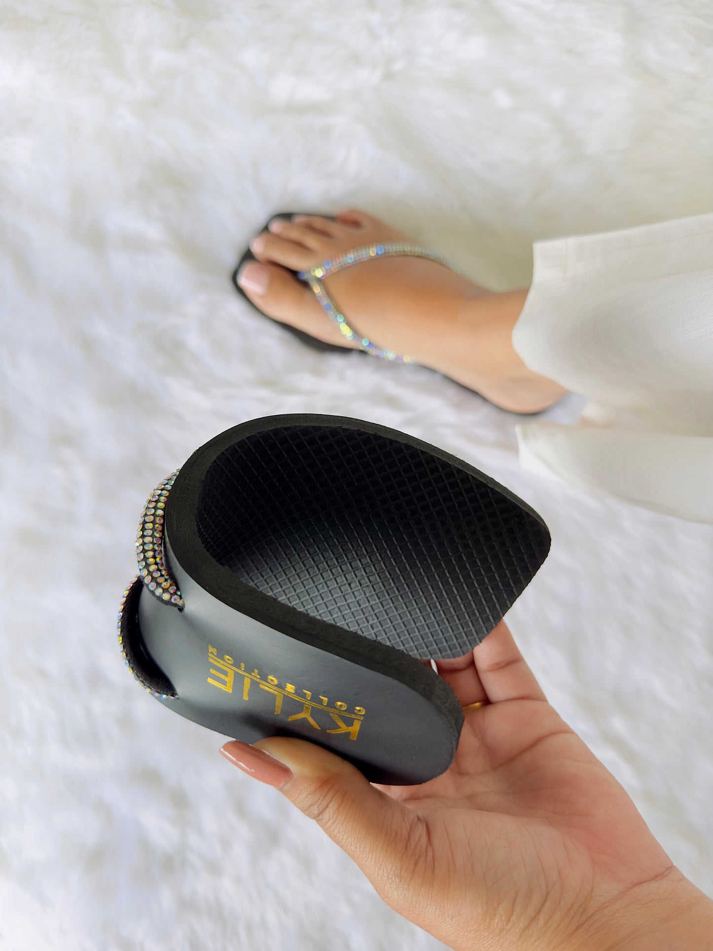 Multi Stone Strap Flats