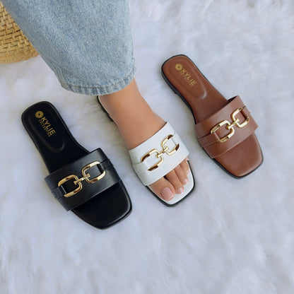 Slide Sandals with Ornament