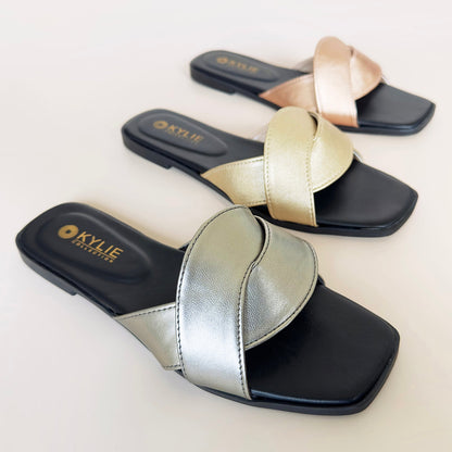 Cross Strap Slip-On Sandals
