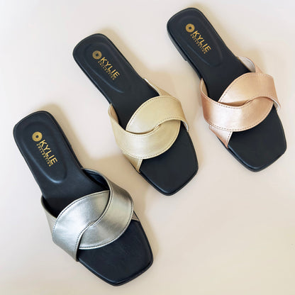 Cross Strap Slip-On Sandals